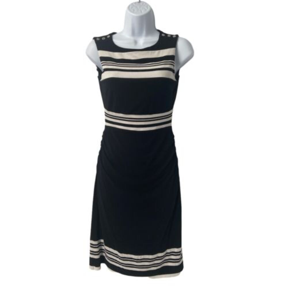 White House Black Market Black/White‎ Stripe Sheath Dress XXS